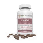 Bottle of 120 capsules for digestive health, organic extract powder, scientifically verified for active compounds, 100% pure.