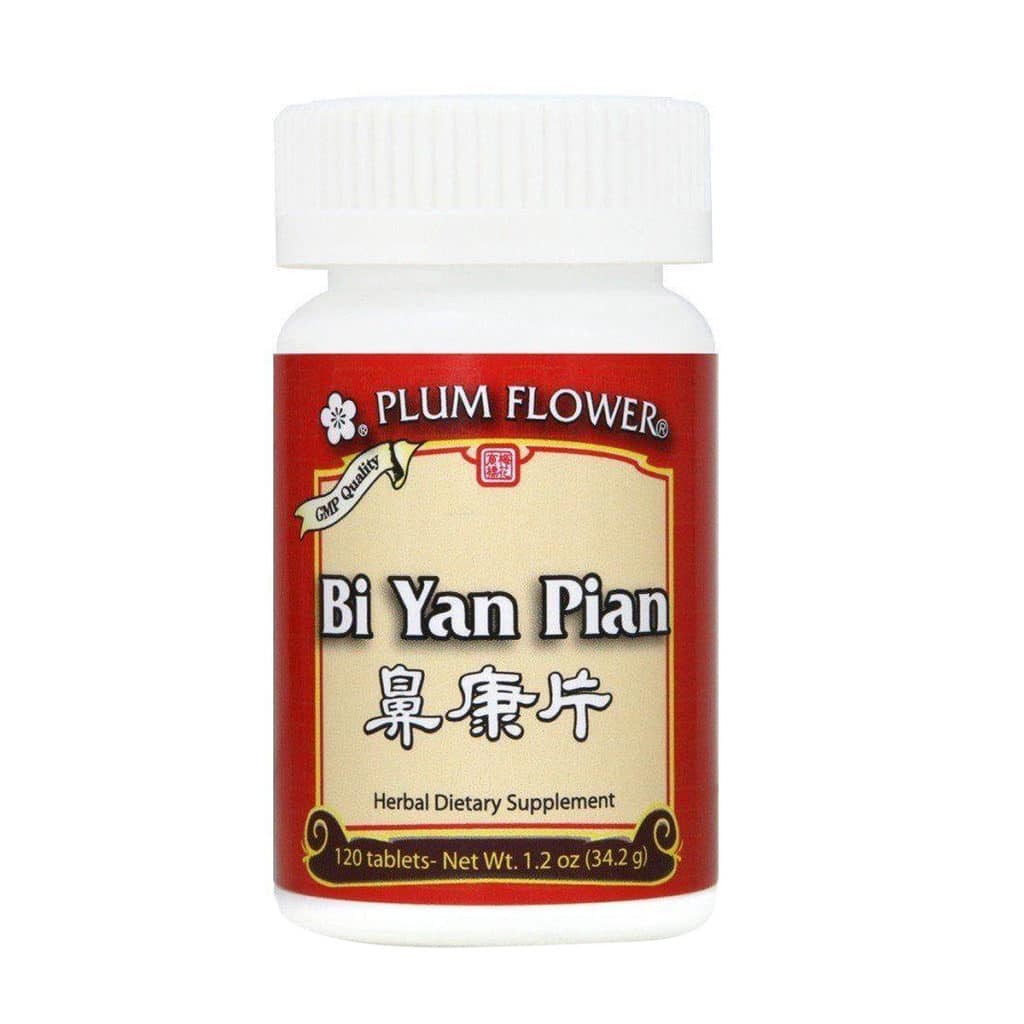 Bottle of 120 tablets of herbal dietary supplement, net weight 1.2 ounces, or 34.2 grams. Text is written in english and chinese.
