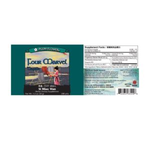 Label with supplement facts, ingredients, quality guarantee, directions, precautions, manufacturer information, and distributor contact.