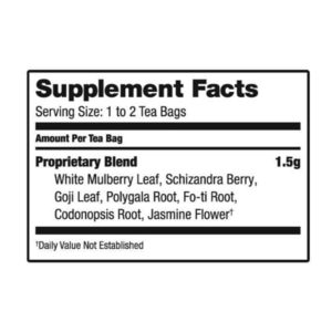 Supplement facts, serving size, and ingredients.