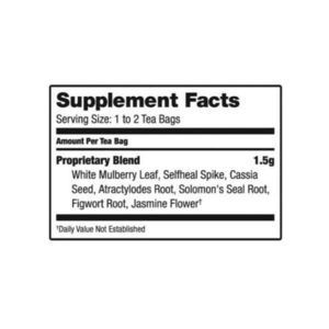 Supplement facts, serving size, and ingredients.
