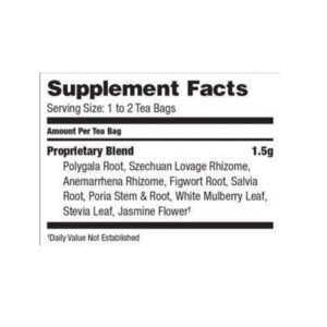 Supplement facts, serving size, and ingredients.