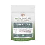 Package of Turkey Tail Immune Support Organic Mushroom Extract Powder Scientifically Verified for Active Compounds, 45 grams or 1.59 ounces. 45 servings.