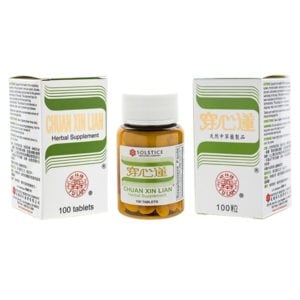 Bottle of 100 herbal supplement tablets, with english and chinese text.